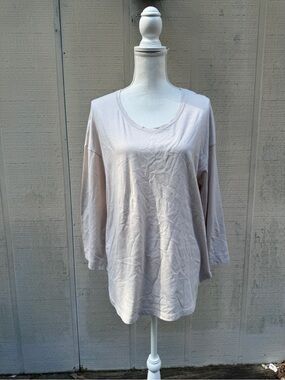 Women's Scoop Neck Long Sleeve Top - Light Beige